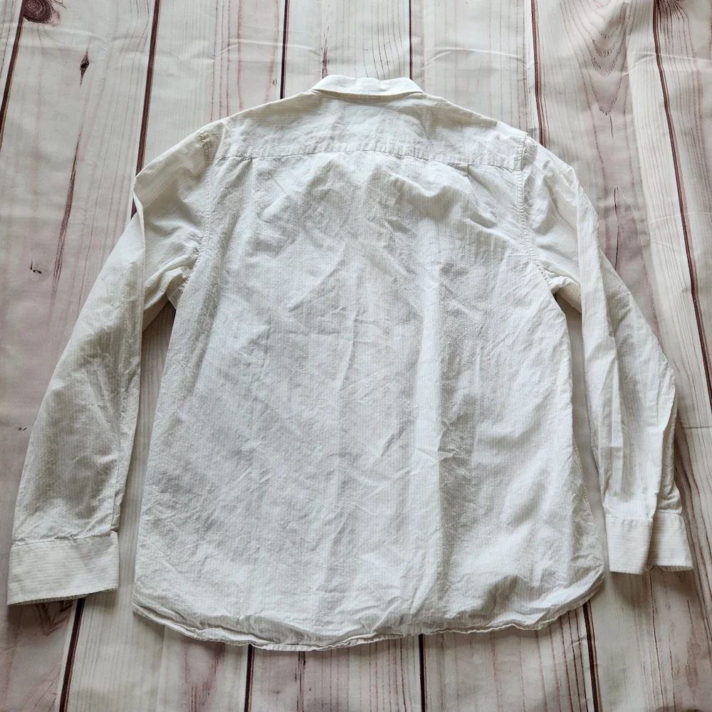 Victorinox Stripe Long Sleeve Shirt Cream White Button Front, Men's Size XXL 2XL - Picture 7 of 10